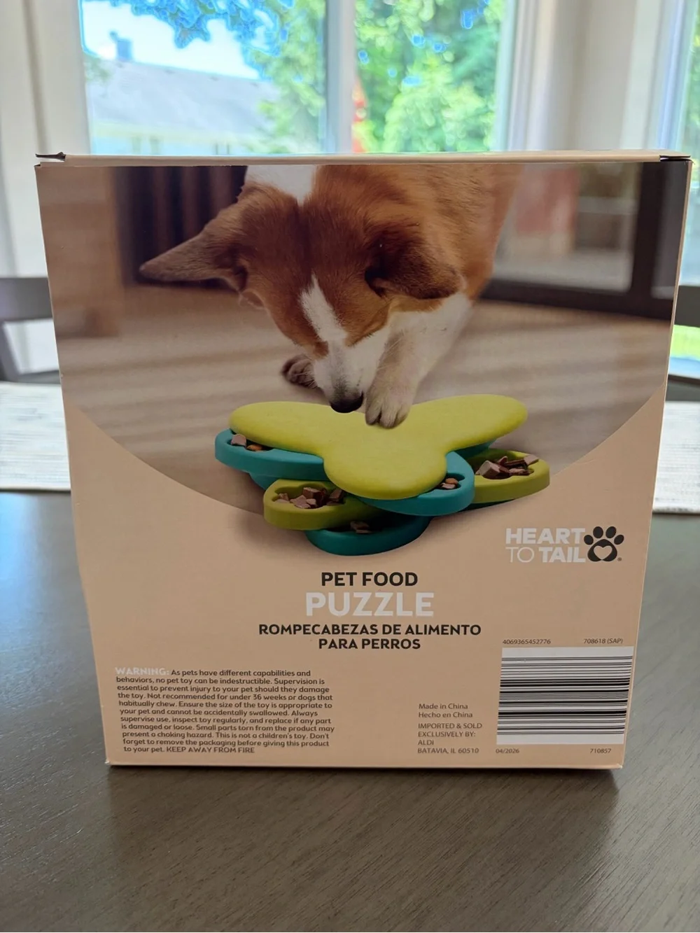 Heart to Tail Pet Food Puzzle - Yellow & Teal Interactive Feeder
